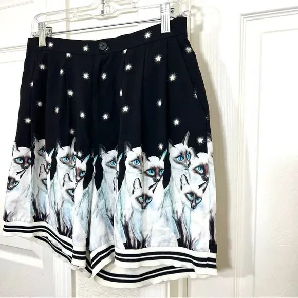 Undercover Jun Takahashi Cat Printed Rayon Shorts Black White New Size 2 - Picture 3 of 15